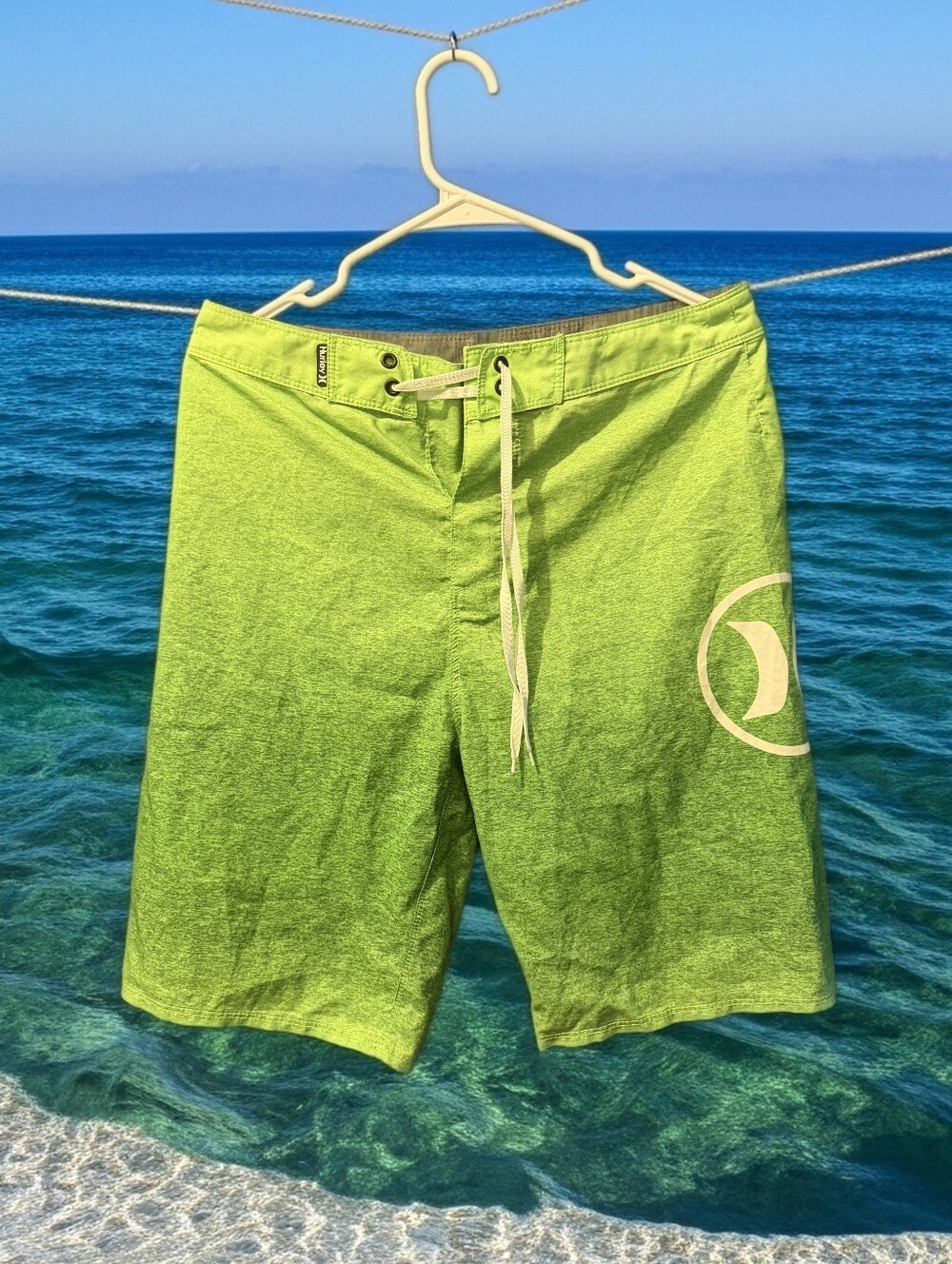 Hurley Men's Neon Green Swim Boardshorts Sz 30 (024)